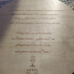 Segnungstext auf Rückseite einer Ritualtafel